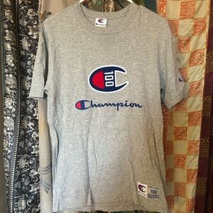 Champion Heather Gray Tee with Embroidered Logo